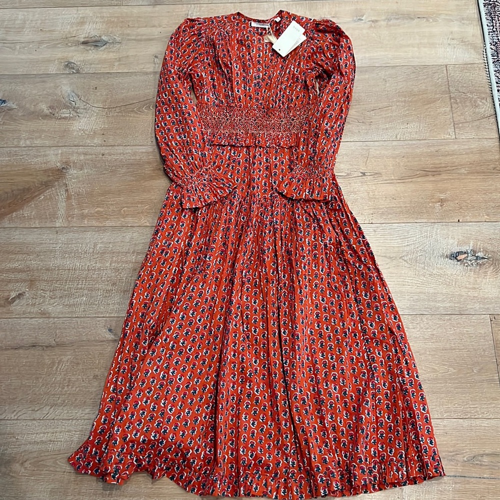 NWT Doen Catania Calico Canyon Bloom Burnt Orange Dress S